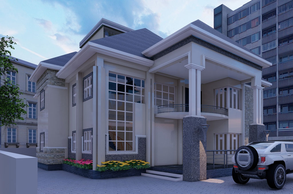 Contemporary 6-Bedroom Duplex House Plan