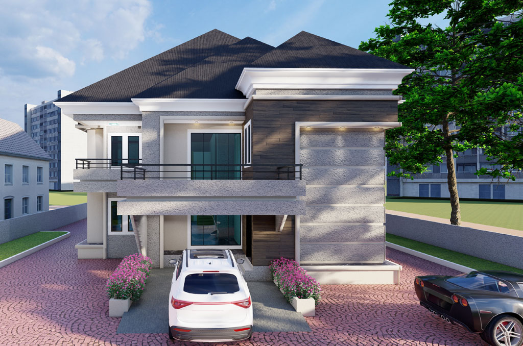 Contemporary 5 bedroom duplex house plan