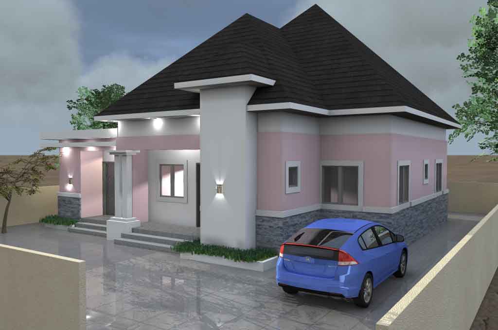 3 bedroom and attached self contained house design