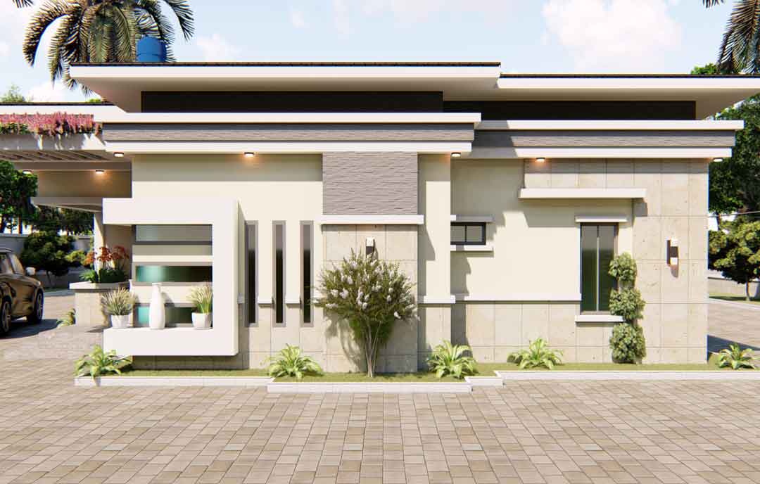 4 bedroom Nigerian house plan flat roof