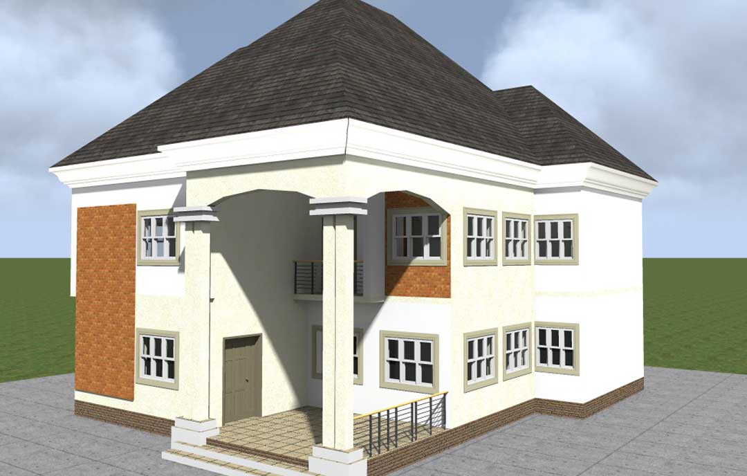 Simple 4 Bedroom Duplex House Plan