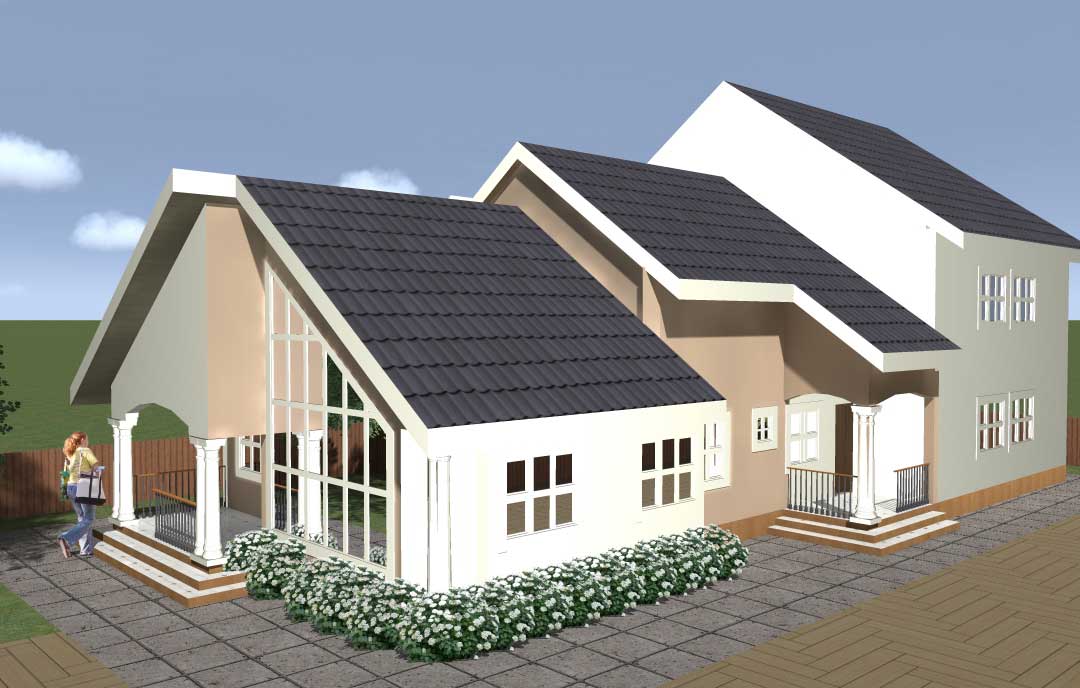Modern 6 Bedroom Duplex Plan with 4 Rooms Down & 2 Rooms Upstairs