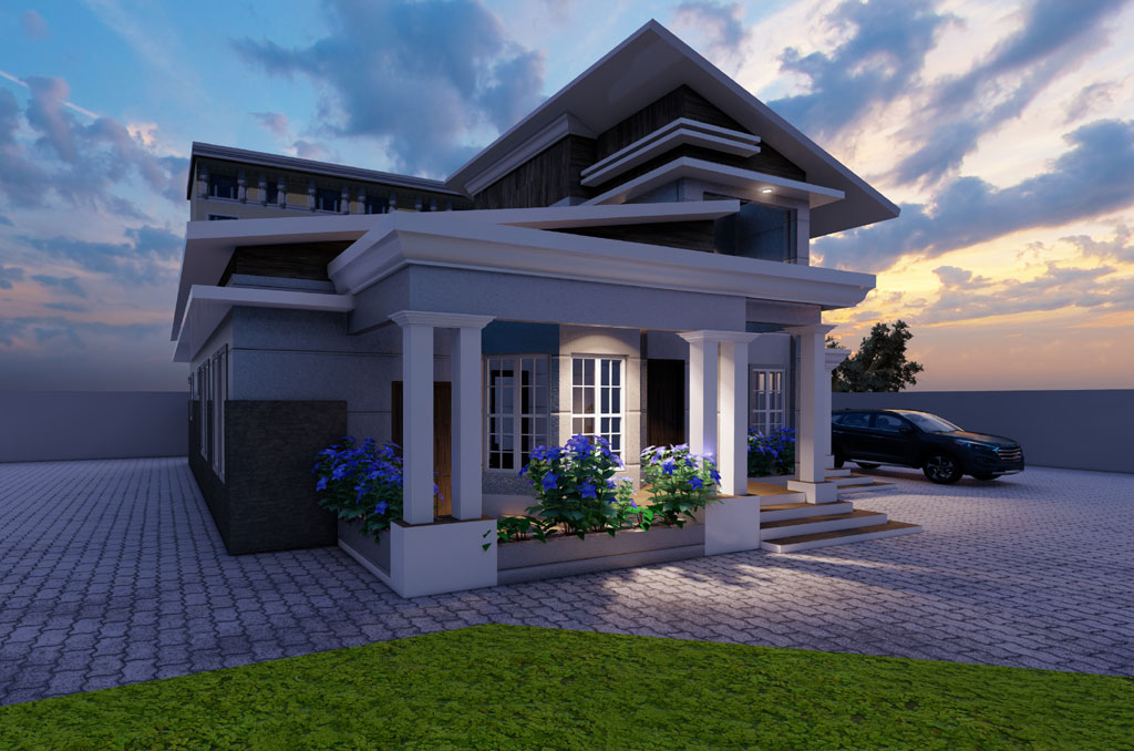 Contemporary 4 bedroom duplex design concept