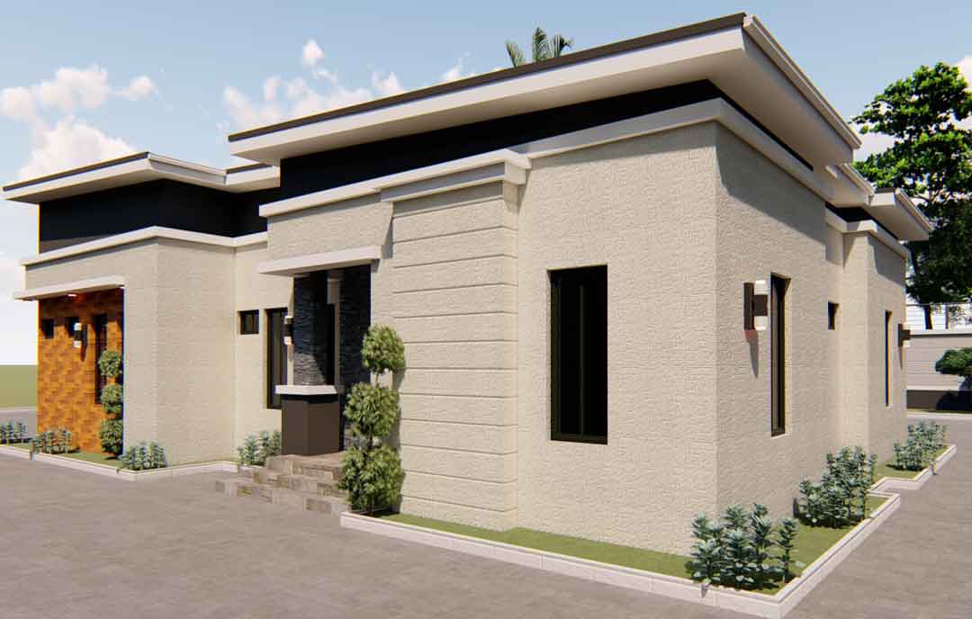 4 bedroom Nigerian house plan flat roof | Building Plan Nigeria